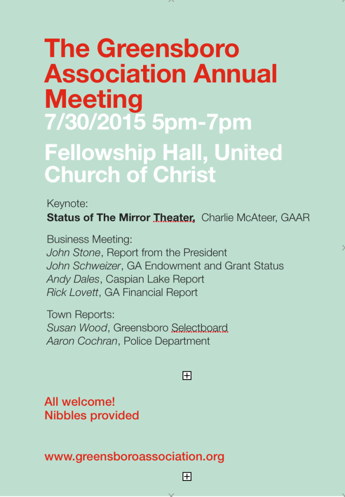 The 2015 Greensboro Association Annual Meeting